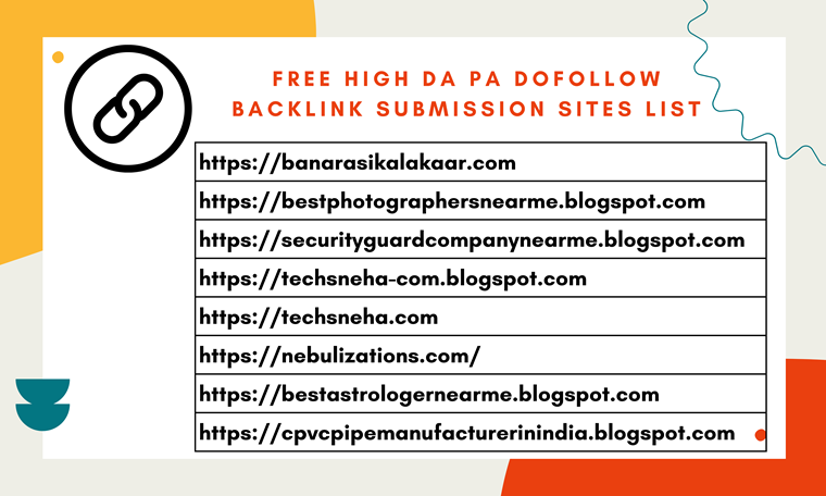 Free High DA PA DoFollow Backlink Submission Sites List